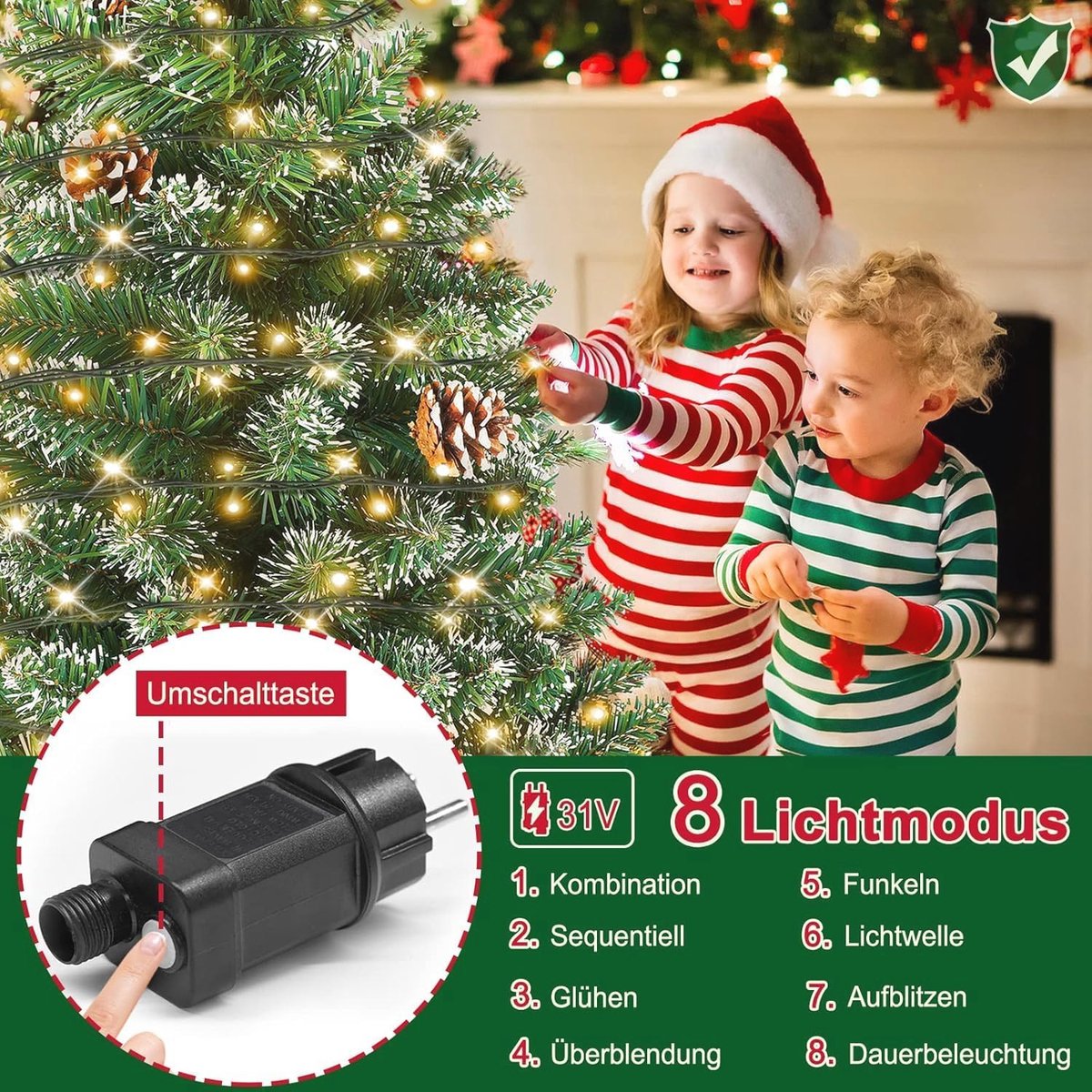 Kunstkerstboom 210 cm met LED verlichting