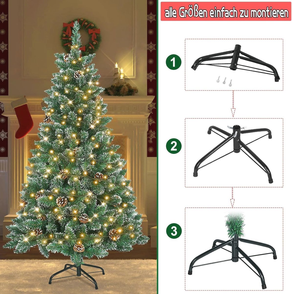 Kunstkerstboom 210 cm met LED verlichting