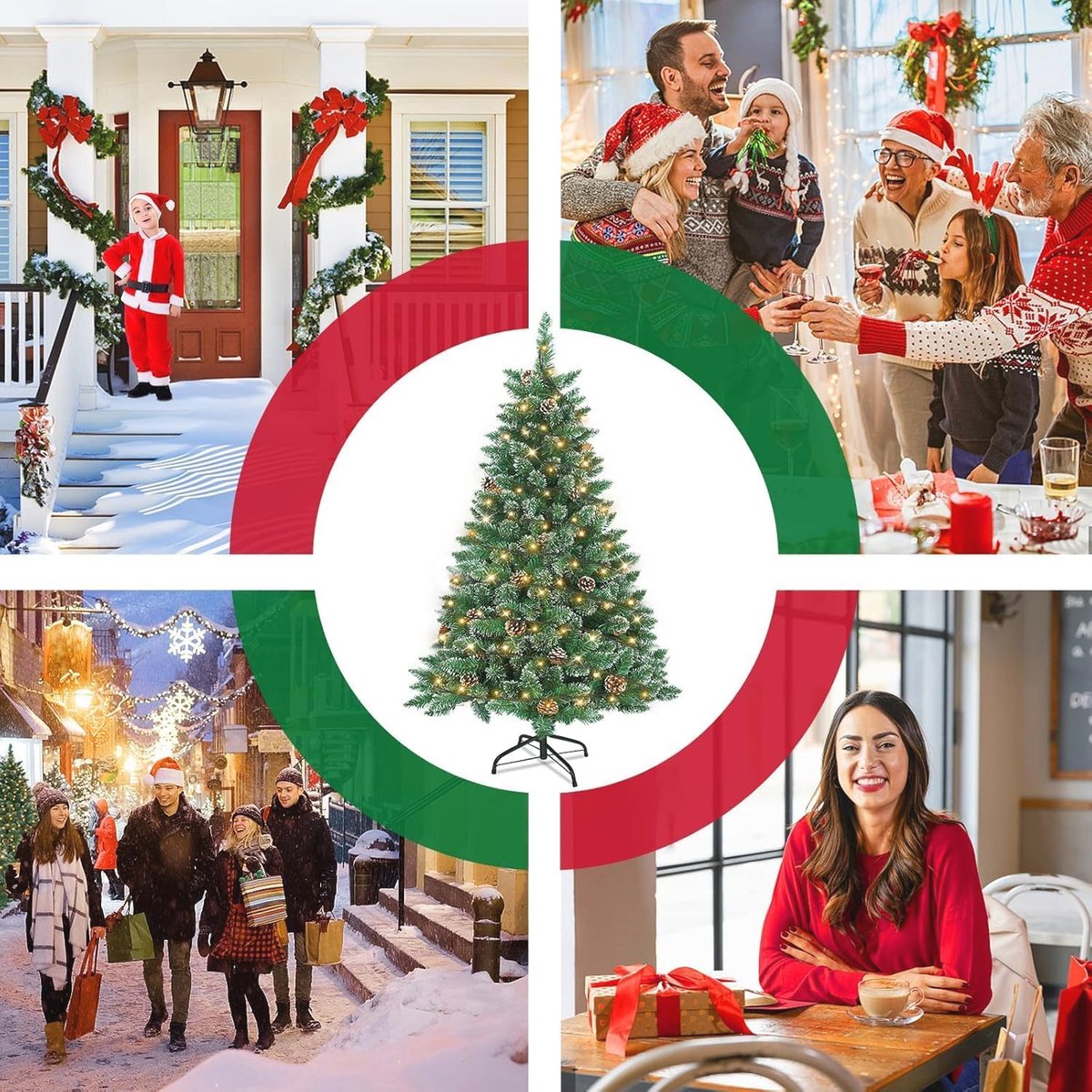 Kunstkerstboom 210 cm met LED verlichting