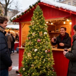 Kunstkerstboom 210 cm met ledverlichting en metalen standaard