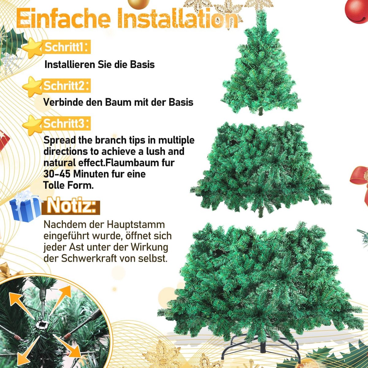 Kunstkerstboom 210 cm met Verlichting Warm Wit