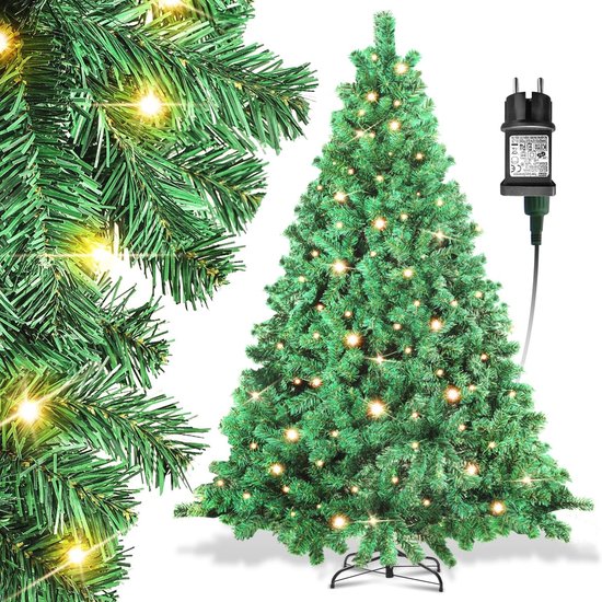 Kunstkerstboom 210 cm met Verlichting Warm Wit