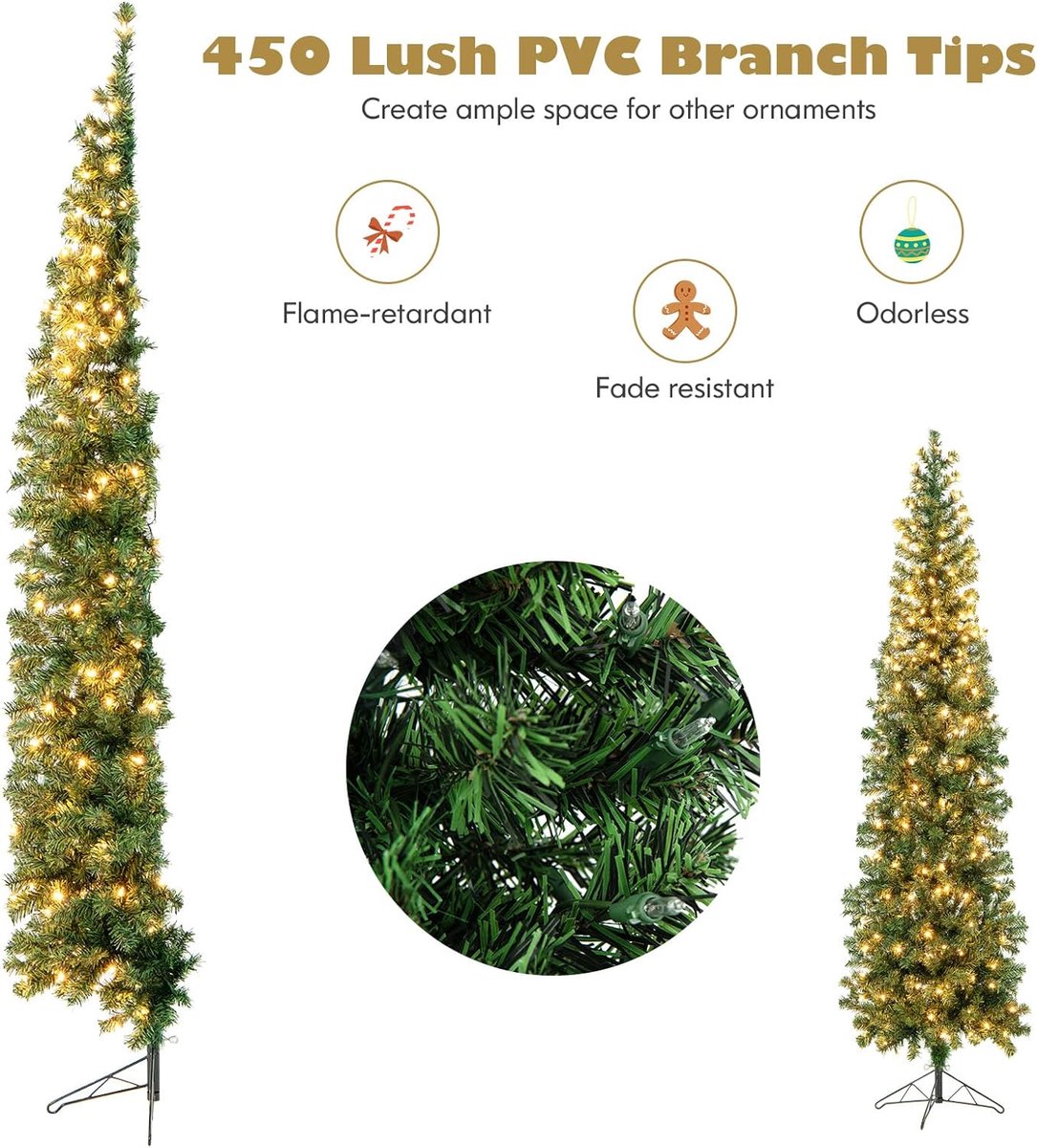Kunstkerstboom 210 cm PVC groen met 150 LED's