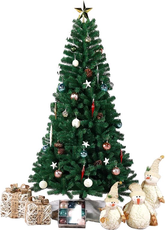 Kunstkerstboom 210 cm PVC met metalen standaard groen
