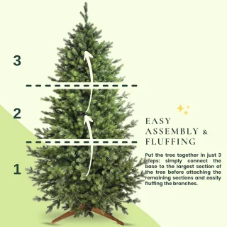 Kunstkerstboom 210 cm - Spuitgietkerstboom met houten standaard