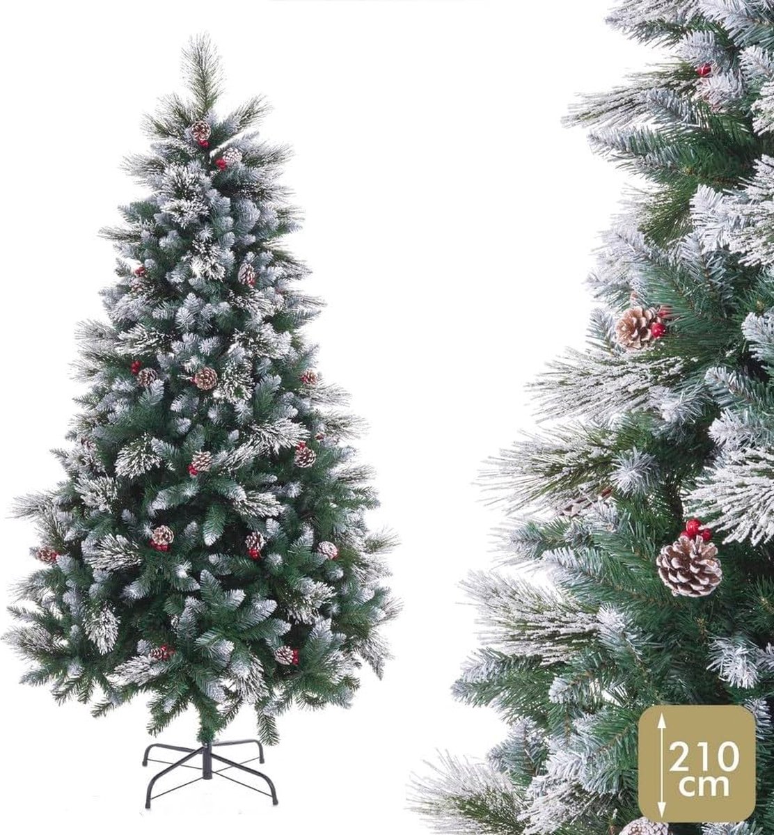 De Kunstkerstboom 210 cm wit groen in één oogopslag