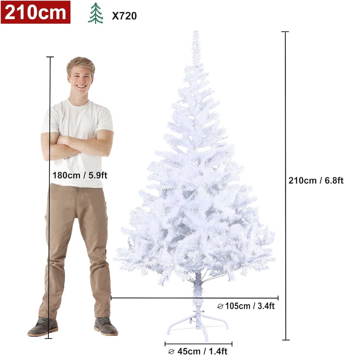 Wat vinden we goed aan de Kunstkerstboom 210 cm Wit PVC