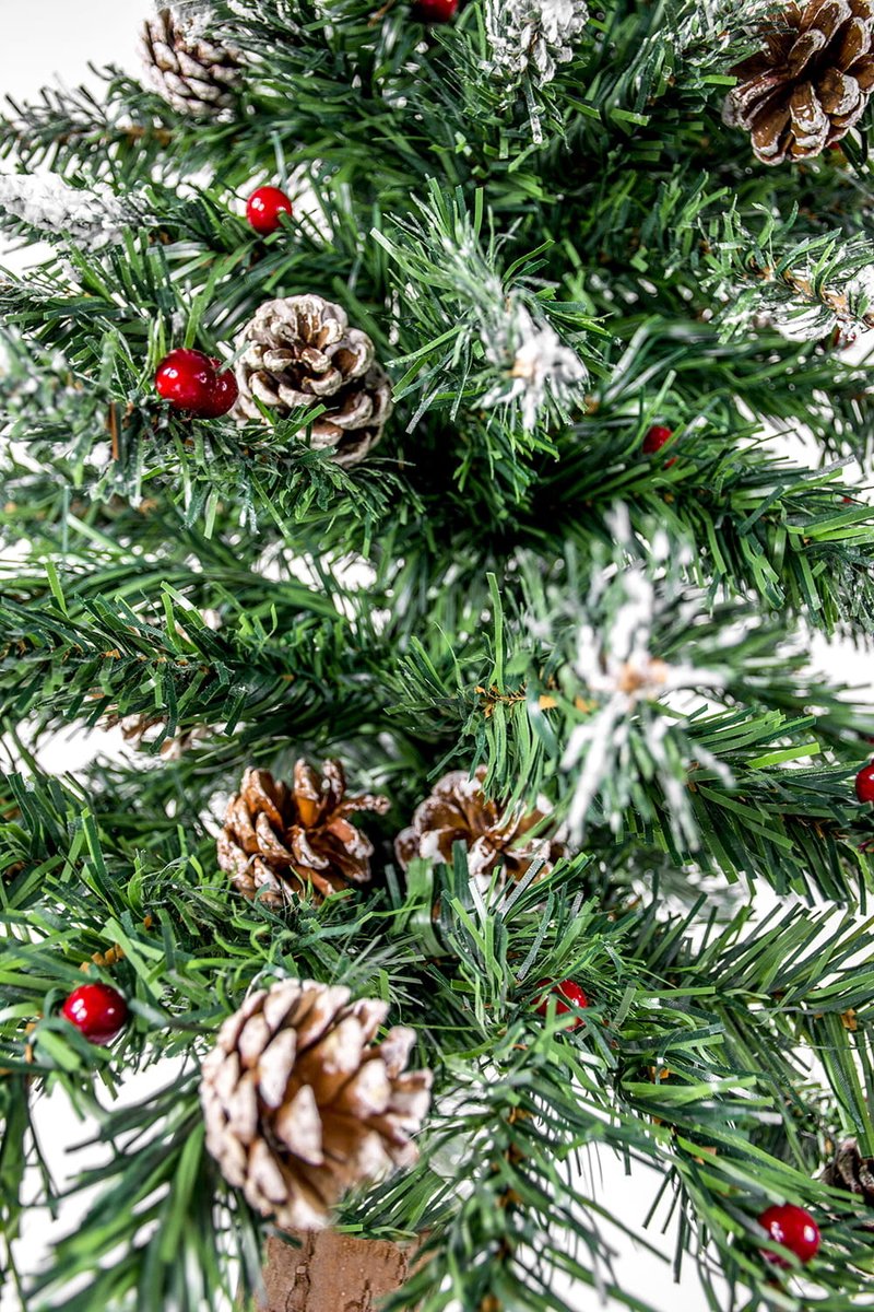 Kunstkerstboom 220 cm met houten stam
