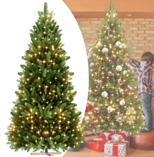 Kunstkerstboom 225 cm (PE/PVC) - Houten standaard