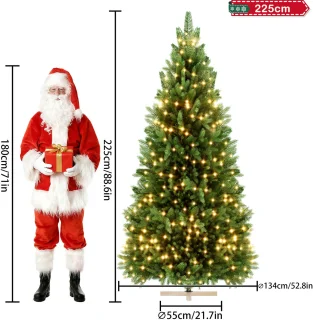 Kunstkerstboom 225 cm (PE/PVC) - Houten standaard