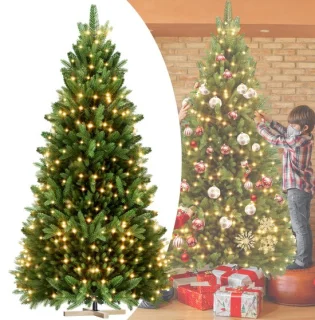 Kunstkerstboom 225 cm (PE/PVC) - Houten standaard
