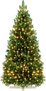 Kunstkerstboom 225 cm - PE/PVC - Houten standaard