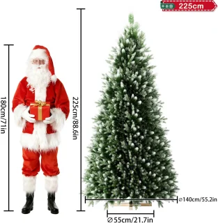 Kunstkerstboom 225 cm (PVC-PE) met houten standaard