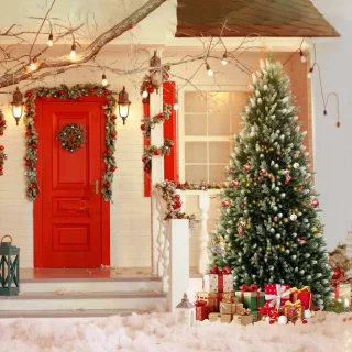 Kunstkerstboom 225 cm (PVC-PE) met houten standaard