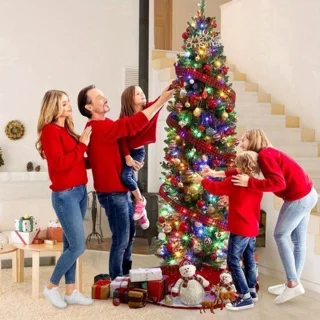 Kunstkerstboom 230 cm met warm wit en multicolor LEDs