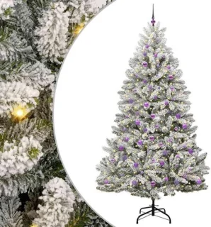 Kunstkerstboom 240 cm wit groen met ledverlichting