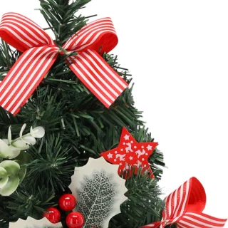 Kunstkerstboom 40 cm rood met hulst in pot
