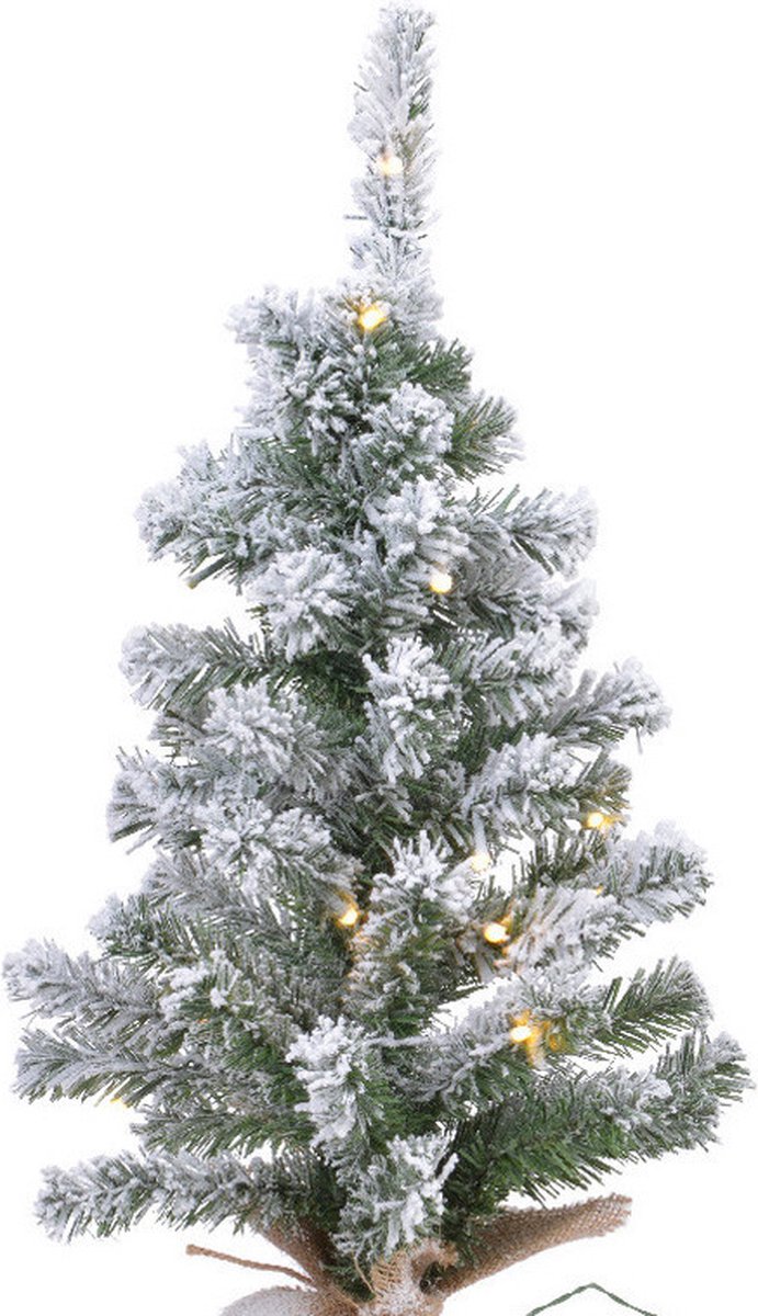 Kunstkerstboom 45 cm met LED in jute zak
