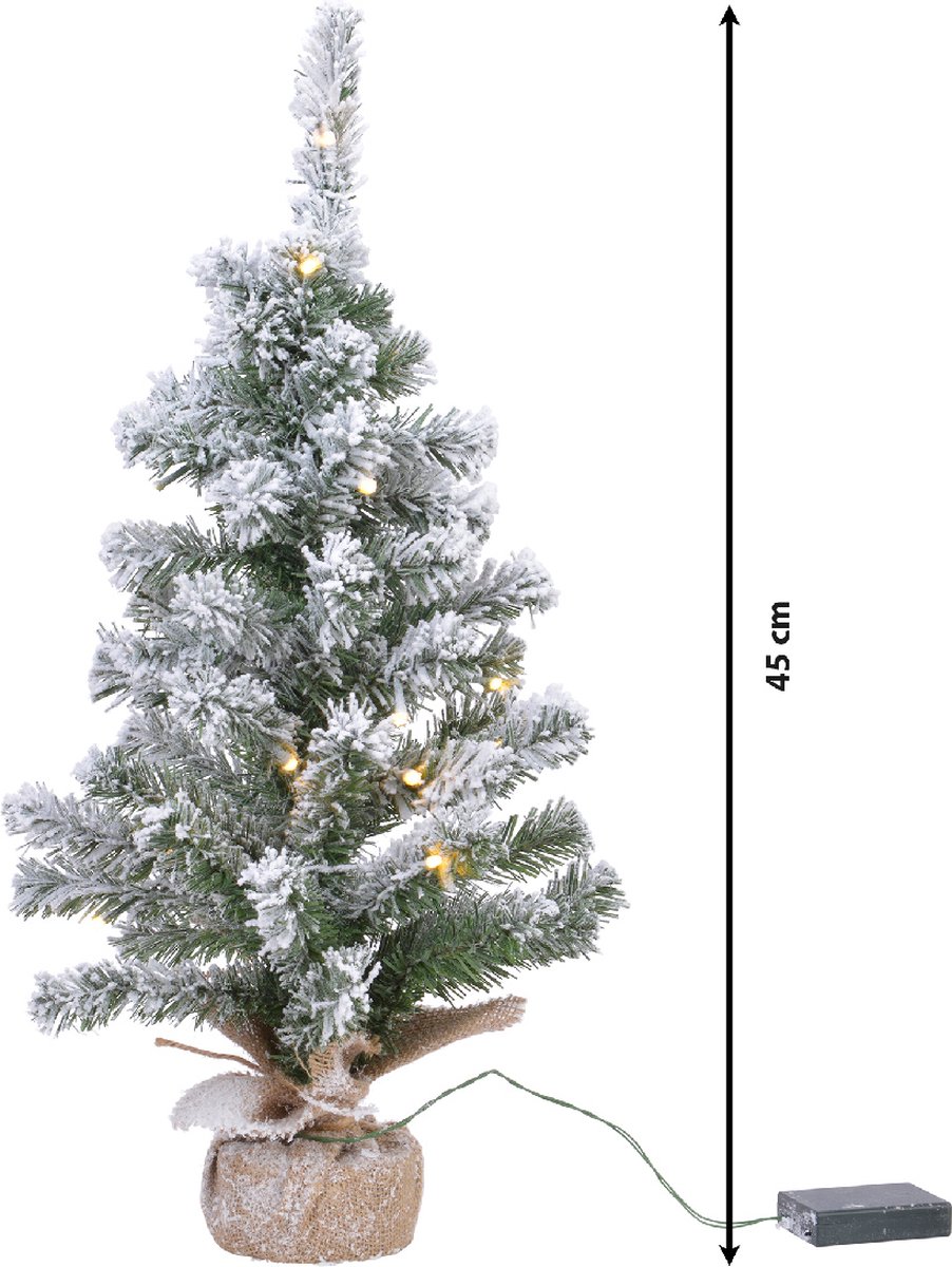 Kunstkerstboom 45 cm met LED in jute zak