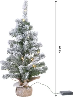 Kunstkerstboom 45 cm met LED in jute zak