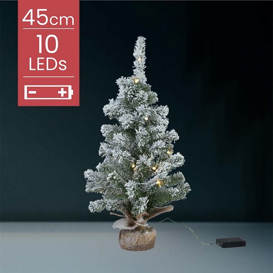 Kunstkerstboom 45 cm met LED in jute zak