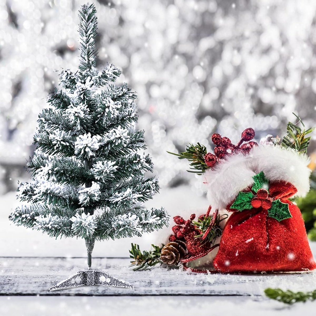 kunstkerstboom 45 cm sneeuwbedekt mini dennenboom wit