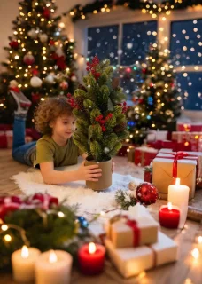 Kunstkerstboom 45 cm Tafelkerstboom met voet - Groen