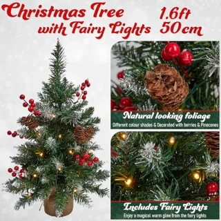 Kunstkerstboom 50 cm met LED-verlichting