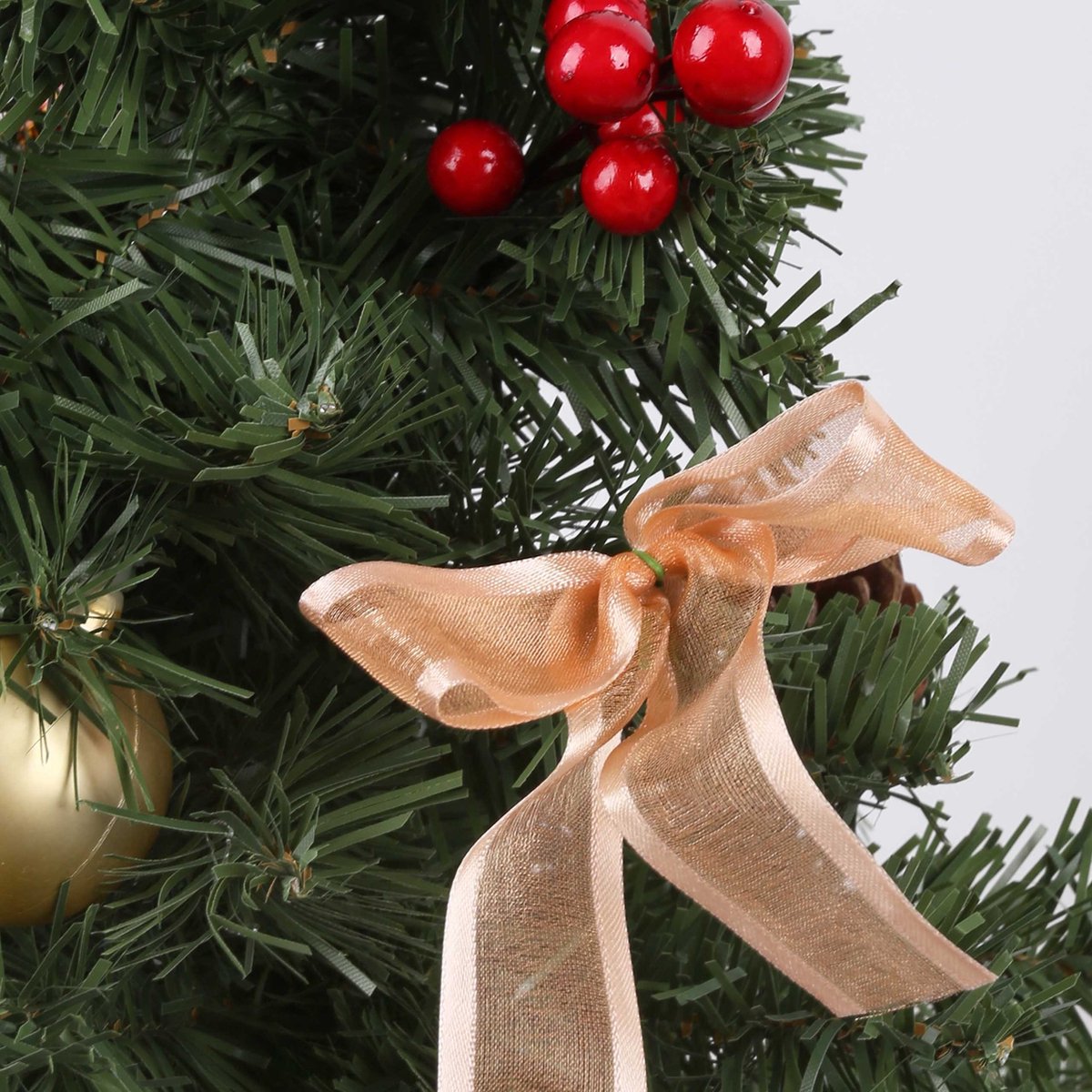 Kunstkerstboom 50cm met rode ornamenten in pot