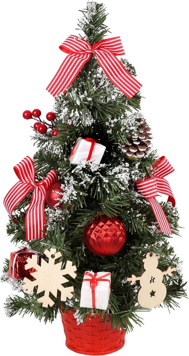 Kunstkerstboom 50cm rood-wit in pot