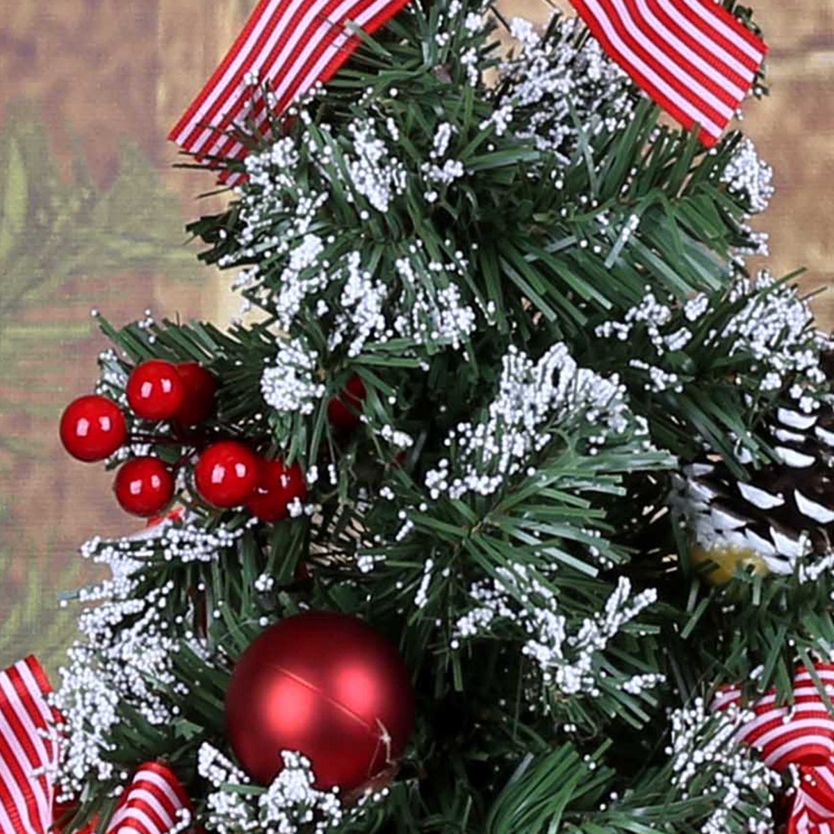Kunstkerstboom 50cm rood-wit in pot