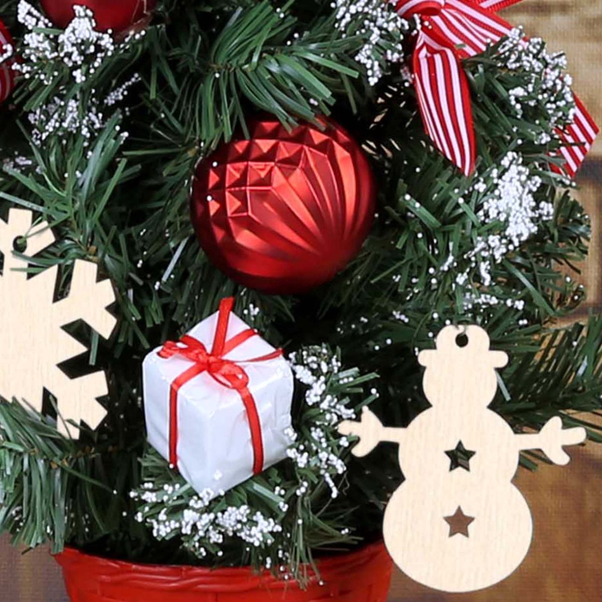 Kunstkerstboom 50cm rood-wit in pot