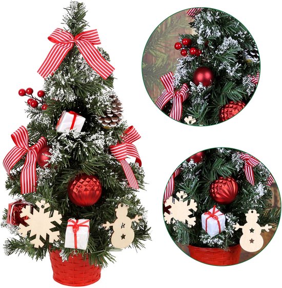 Kunstkerstboom 50cm rood-wit in pot