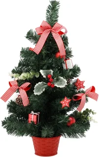 Kunstkerstboom 60 cm rood in pot