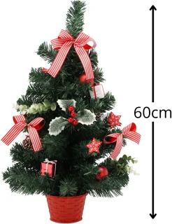 Kunstkerstboom 60 cm rood in pot