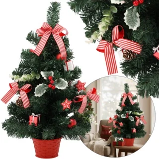 Kunstkerstboom 60 cm rood in pot