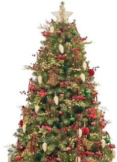 Kunstkerstboom 6ft met LED-verlichting en ornamenten