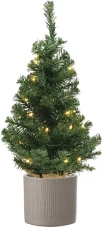 Kunstkerstboom 75 cm vol met verlichting taupe pot