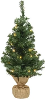 Kunstkerstboom 75 cm vol met verlichting taupe pot