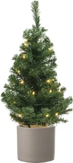Kunstkerstboom 75 cm vol met verlichting taupe pot