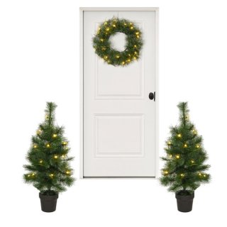 Kleine kerst, grote sfeer: 90 cm kunstkerstboom met verlichte krans