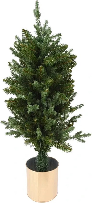 Kunstkerstboom 90 cm in gouden pot