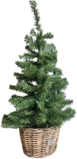 Kunstkerstboom 90 cm met rotan mand