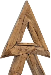 Kunstkerstboom 90 cm teakhouten standaard