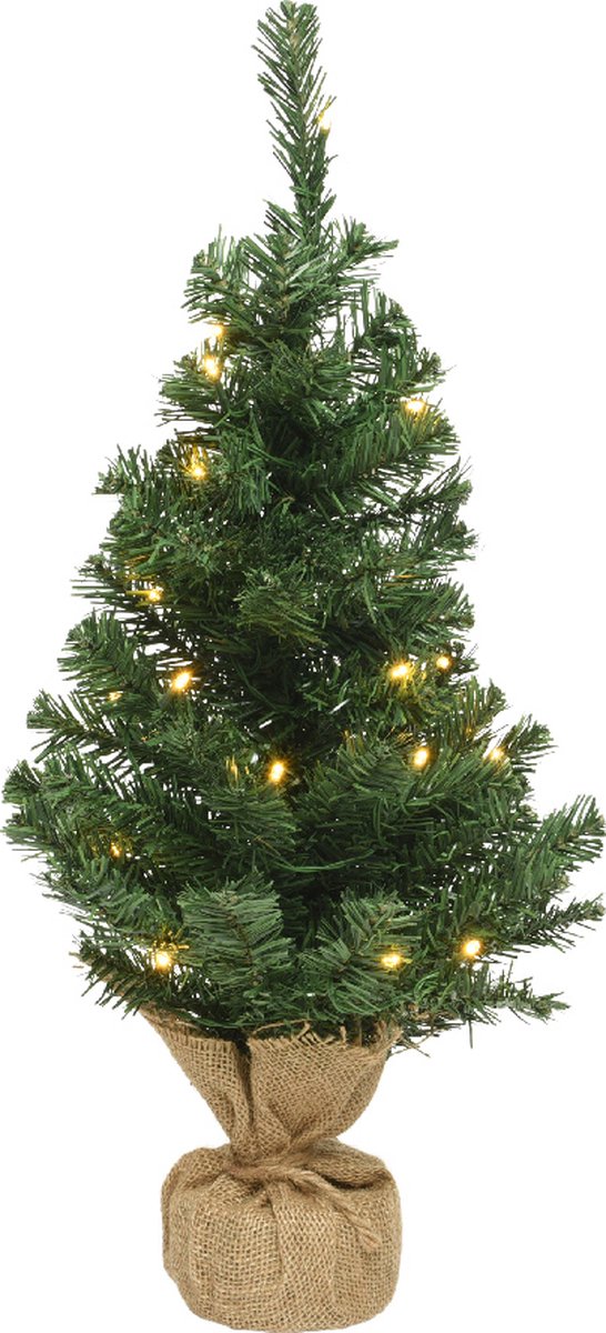 Kunstkerstboom 90CM met LED en jute zak batterijgevoed