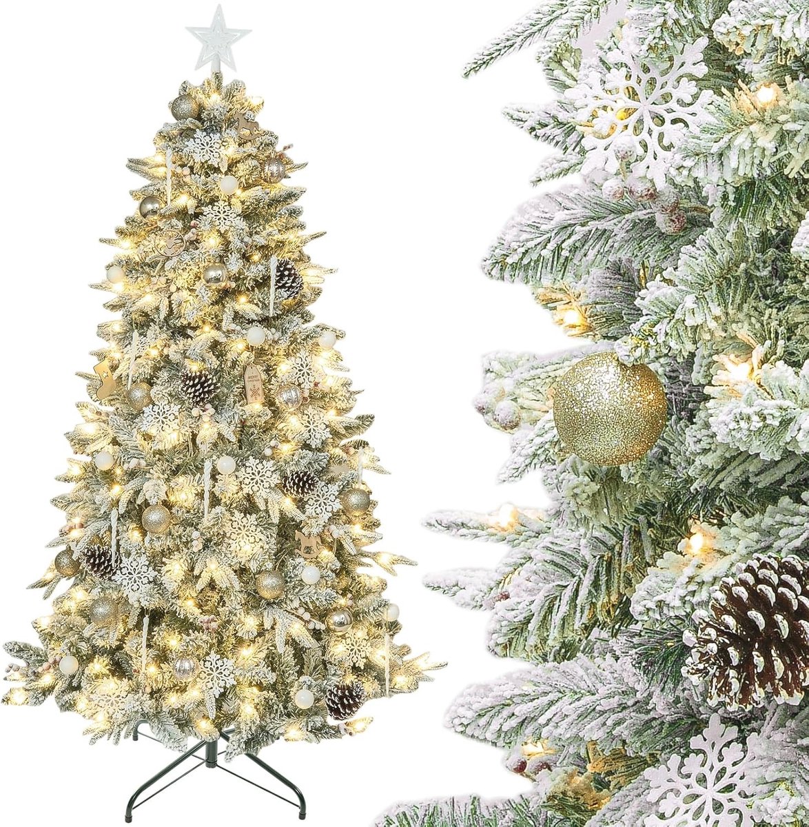 Kunstkerstboom Champagnegoud 210 cm met verlichting