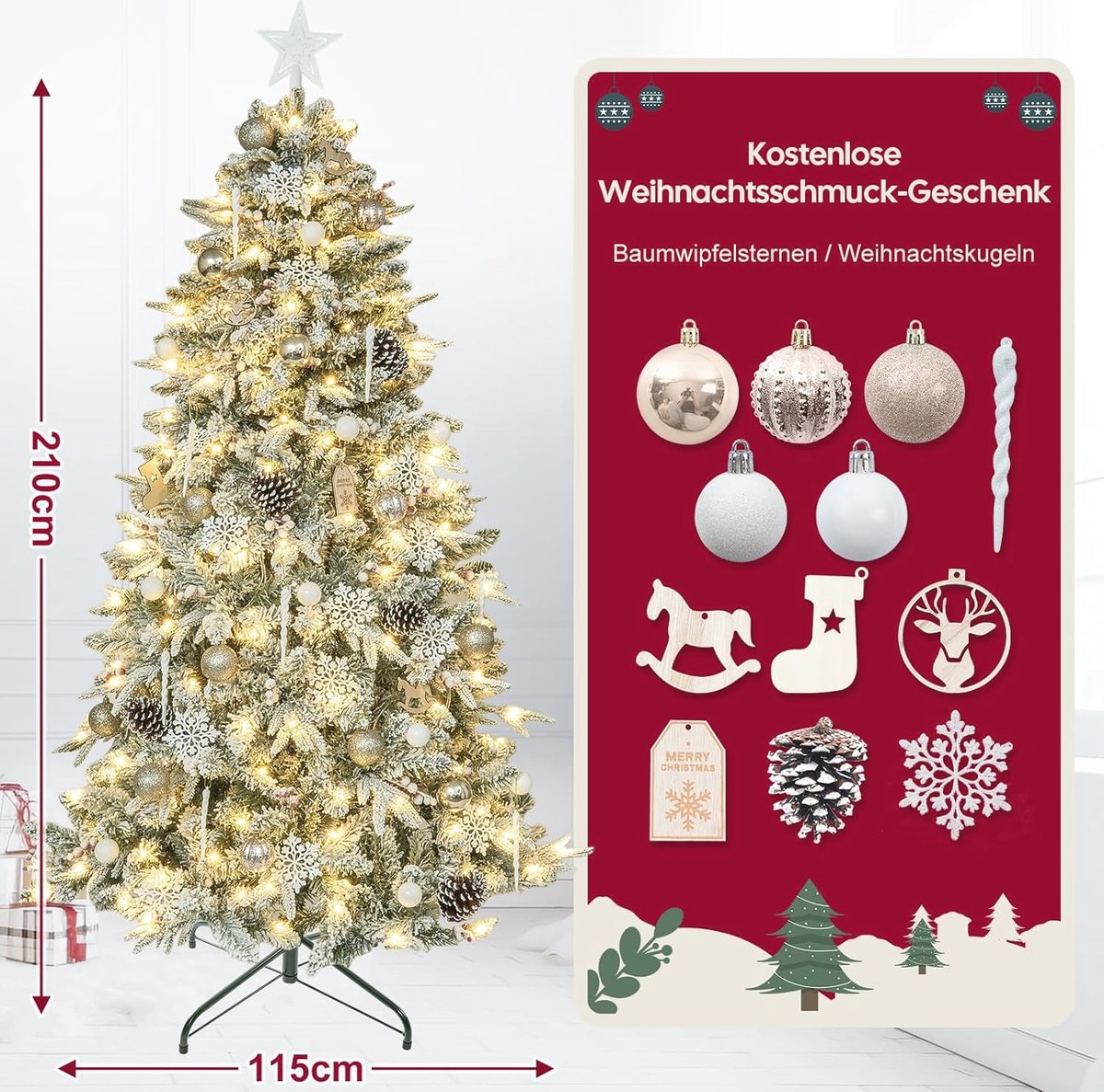 Kunstkerstboom Champagnegoud 210 cm met verlichting