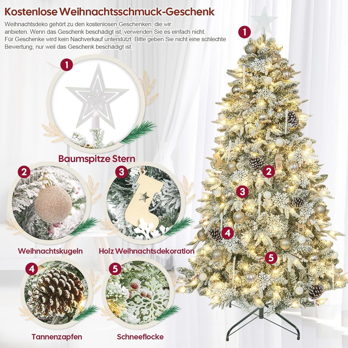 Kunstkerstboom Champagnegoud 210 cm met verlichting