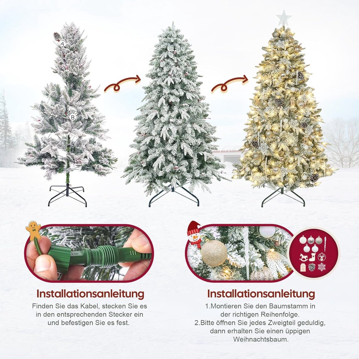 Kunstkerstboom Champagnegoud 210 cm met verlichting