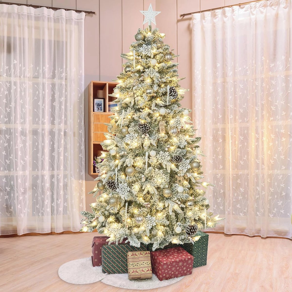 Kunstkerstboom Champagnegoud 210 cm met verlichting